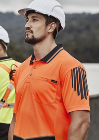 Thumbnail for Syzmik Men's Hi-Vis Flux S/S Polo - Kiwi Workgear