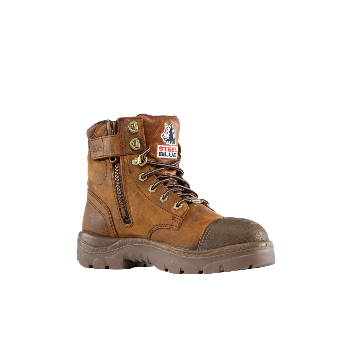 Steel Blue Argyle Zip Scuff WP - Brown
