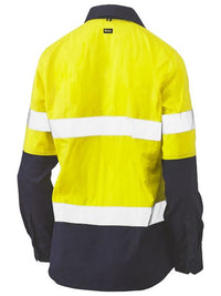 Thumbnail for Bisley Women's Taped Hi-Vis Stretch V-Neck Closed Front Shirt