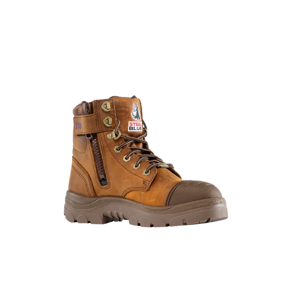 Steel Blue Argyle Zip Ladies Scuff WP - Brown