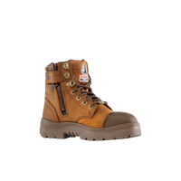 Thumbnail for Steel Blue Argyle Zip Ladies Scuff WP - Brown