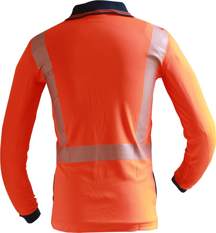 Caution D/N L/S Segmented Tape Microfibre Polo