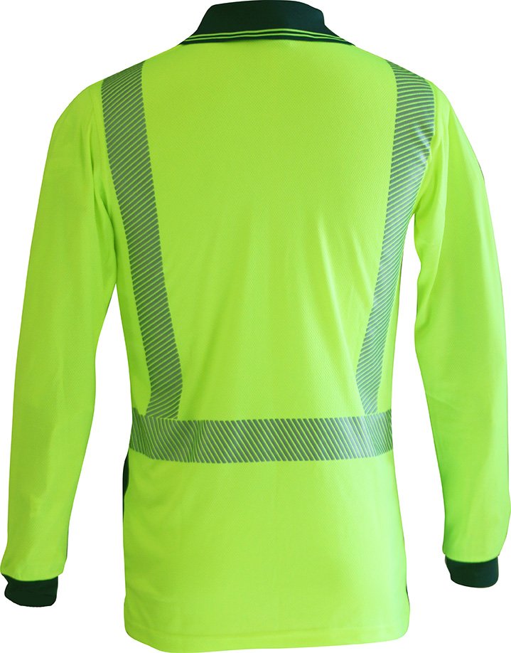 Caution D/N L/S Segmented Tape Microfibre Polo