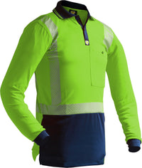 Thumbnail for Caution D/N L/S Segmented Tape Microfibre Polo