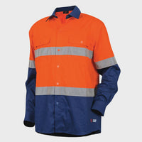 Thumbnail for Stoney Creek Work Shirt - Orange/Navy | Kiwi Workgear NZ