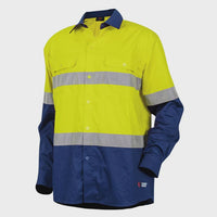 Thumbnail for Stoney Creek Work Shirt - Yellow/Navy | Kiwi Workgear NZ