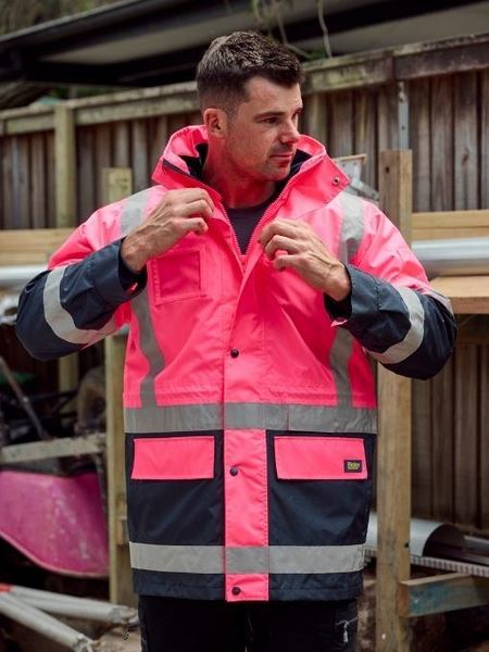 Bisley Taped 5 in 1 Rain Jacket - Hi - Vis Waterproof NZ - Kiwi Workgear