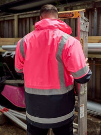 Thumbnail for Bisley Taped 5 in 1 Rain Jacket - Hi - Vis Waterproof NZ - Kiwi Workgear