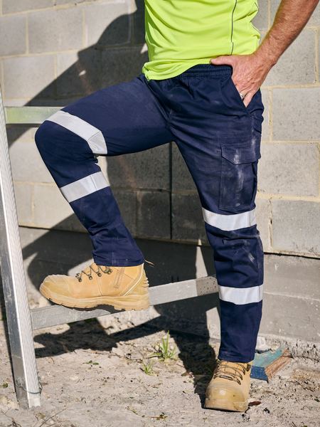 Bisley Taped Biomotion Stretch Cotton Drill Elastic Waist Cargo Work Pant - Kiwi Workgear