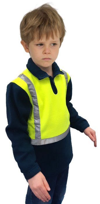 Caution Children's Hi - Vis Polar Fleece 1/2 Zip Tunic - Kiwi Workgear