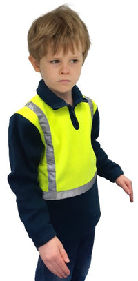 Thumbnail for Caution Children's Hi - Vis Polar Fleece 1/2 Zip Tunic - Kiwi Workgear