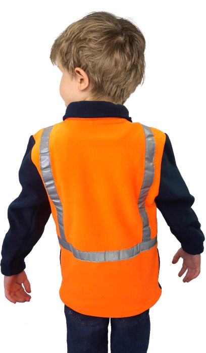 Caution Children's Hi - Vis Polar Fleece 1/2 Zip Tunic - Kiwi Workgear