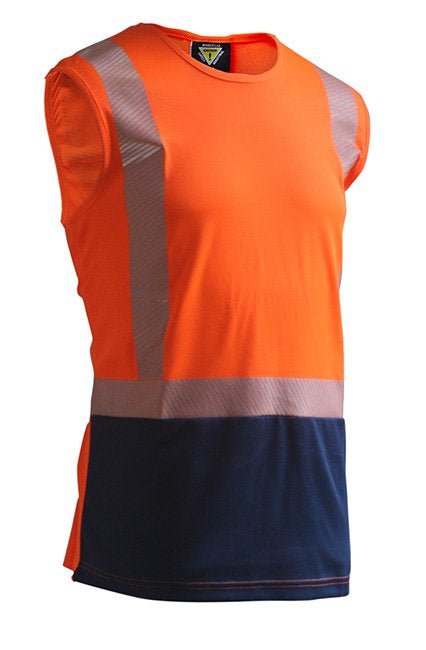 Caution D/N H Back Singlets - Segmented - Kiwi Workgear