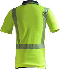 Thumbnail for Caution D/N Segmented Tape Microfibre Polo S/S - Kiwi Workgear
