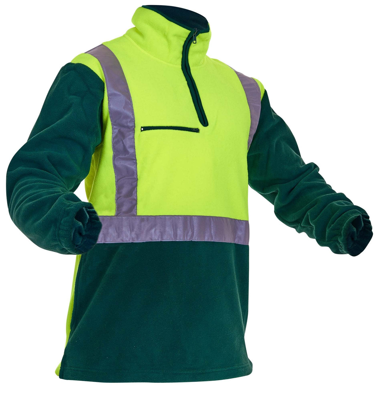 Caution Hi - Vis D/N Polar Fleece 1/2 Zip Tunic - 380gsm - Kiwi Workgear