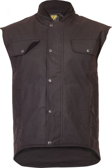 Caution Oilskin Sleeveless Vest - Brown - Kiwi Workgear