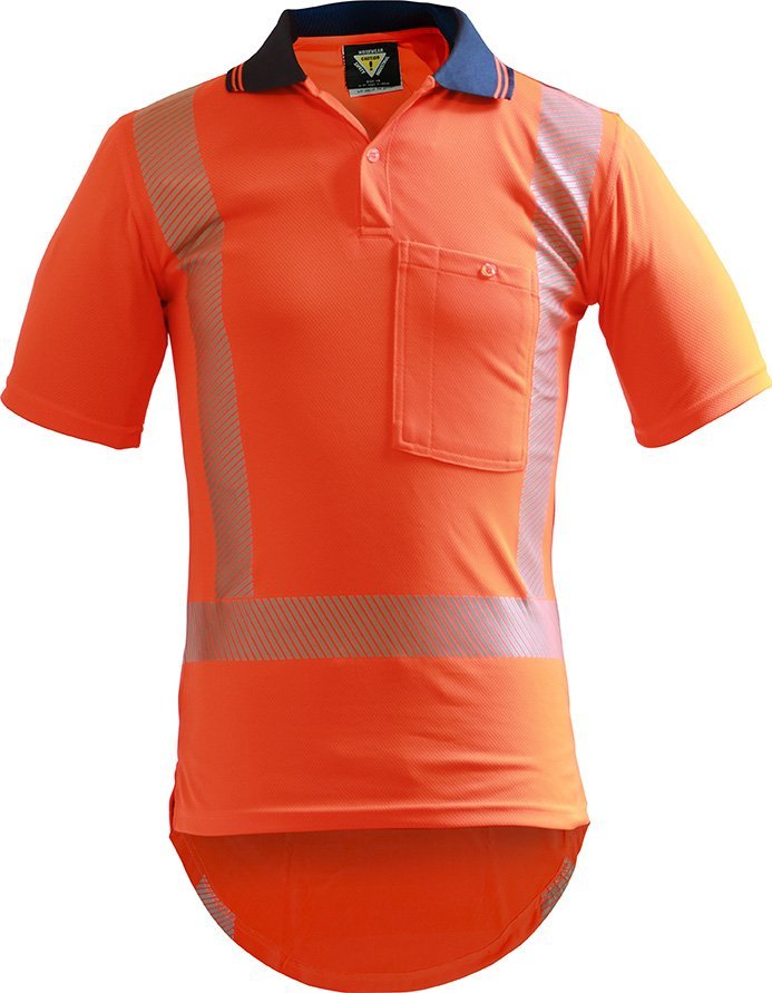 Caution TTMC S/S Segmented Tape Microfibre Polo - Kiwi Workgear