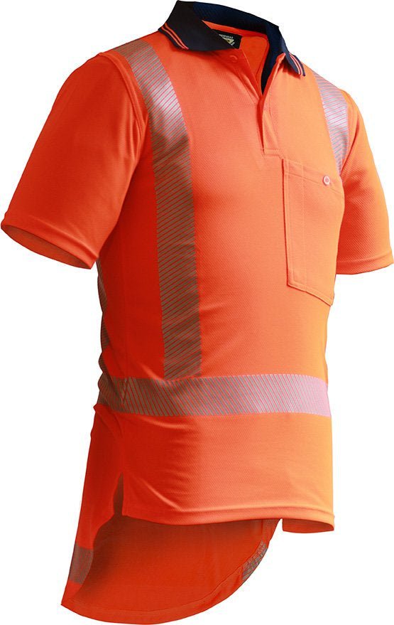 Caution TTMC S/S Segmented Tape Microfibre Polo - Kiwi Workgear