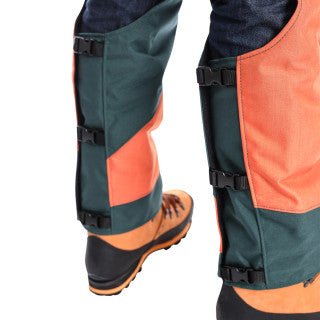 Clogger DefenderPRO Tough Chainsaw Chaps Arborist Edition with 360 Calf Protection Clipped - Kiwi Workgear