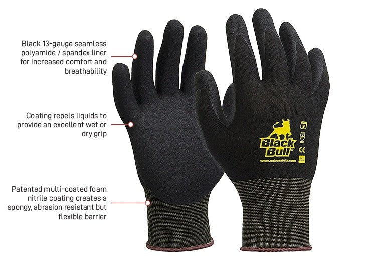 Esko Black Bull Nitrile Glove - Kiwi Workgear