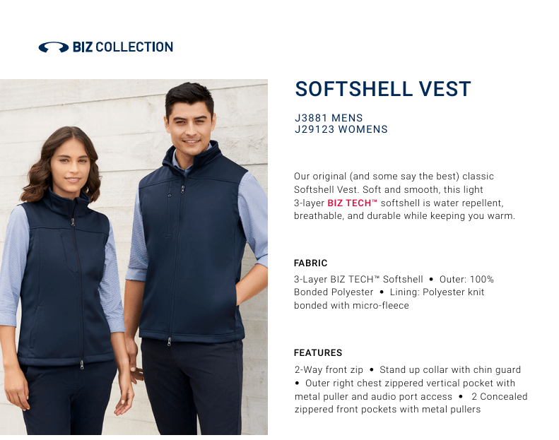 Fashion Biz Mens Softshell Vest - Kiwi Workgear