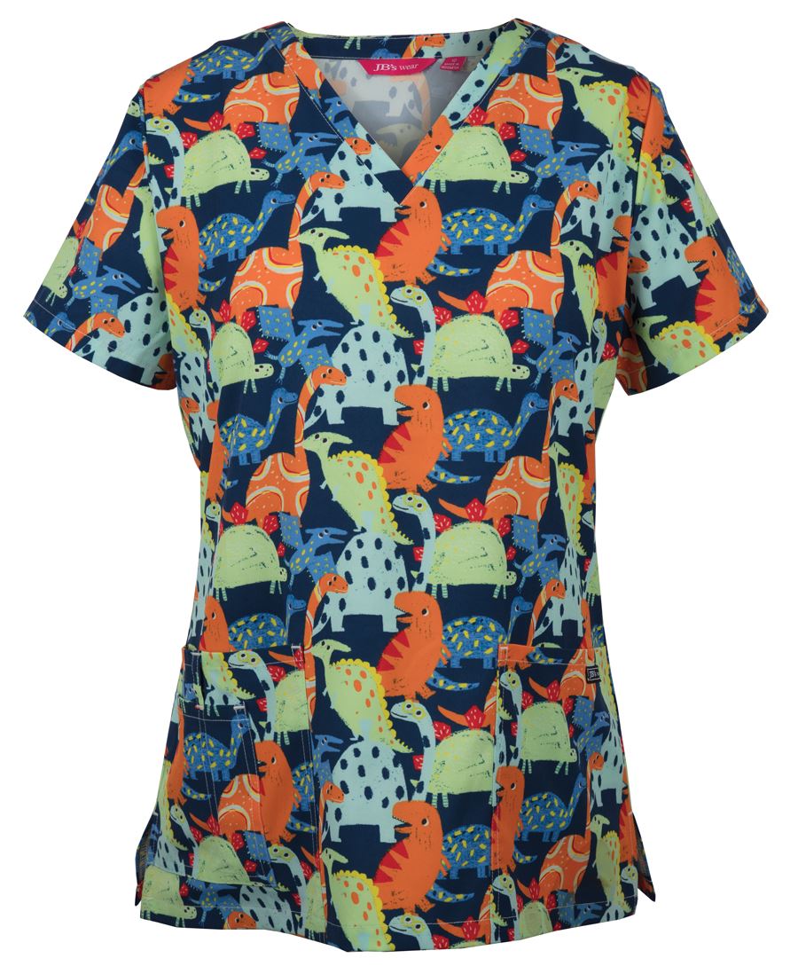 JB's Ladies Scrub Top Printed - Kiwi Workgear