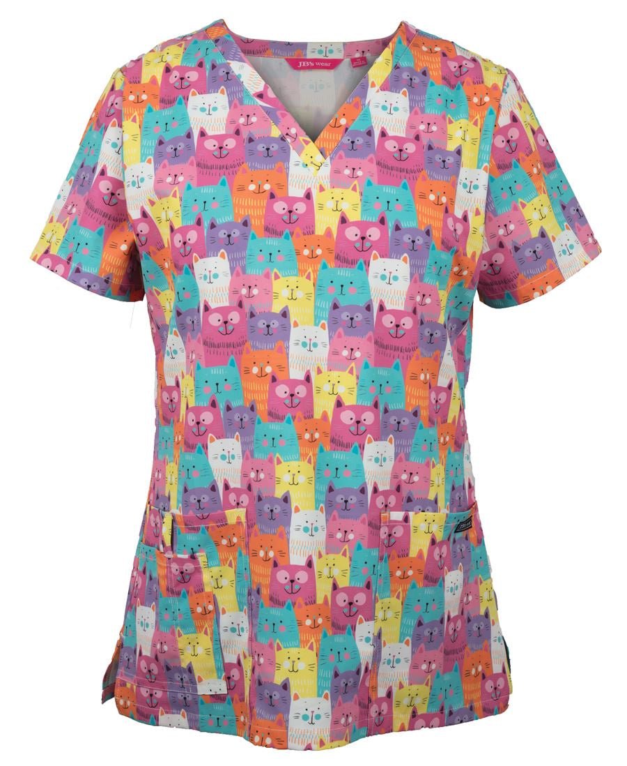 JB's Ladies Scrub Top Printed - Kiwi Workgear