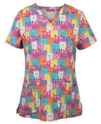 Thumbnail for JB's Ladies Scrub Top Printed - Kiwi Workgear