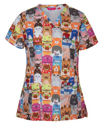 Thumbnail for JB's Ladies Scrub Top Printed - Kiwi Workgear