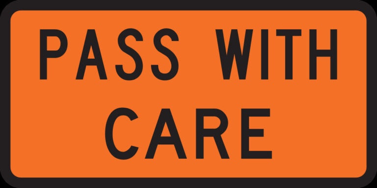 600×300 Pass with Care Vehicle Sign, Reflective & Magnetic