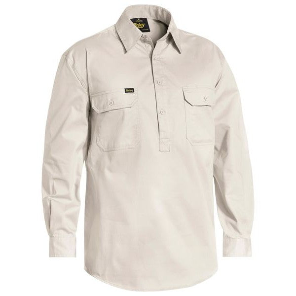 Bisley Closed Front Lightweight Cotton Shirt - L/S | Button Down Shirts NZ