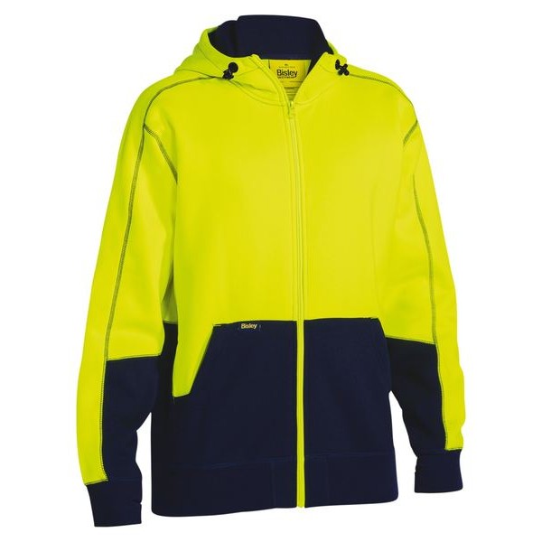 Bisley Hi-Vis Zip Front Fleece Hoodie - Day Only | Jackets/Jerseys NZ