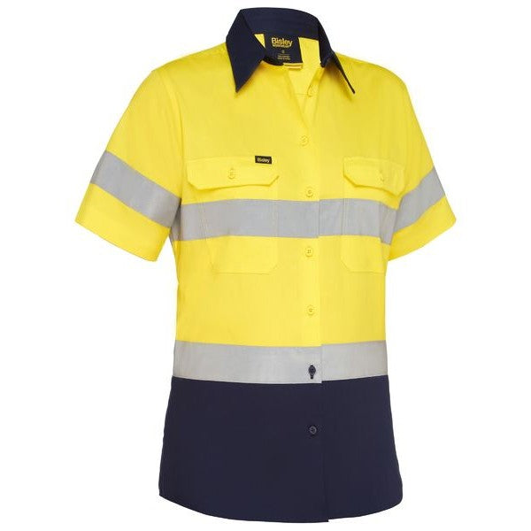 Bisley Women's Taped Hi Vis Cool Lightweight Drill Shirt NZ | Womens Hi Vis Shirt