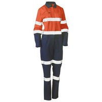 Thumbnail for Bisley Women's Taped Hi-Vis Cotton Drill Coverall NZ | Womens Coverall