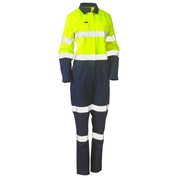 Bisley Women's Taped Hi-Vis Cotton Drill Coverall NZ | Womens Coverall
