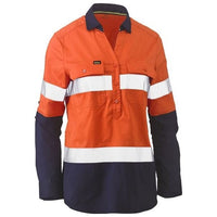 Thumbnail for Bisley Women's Taped Hi-Vis Stretch V-Neck Closed Front Shirt