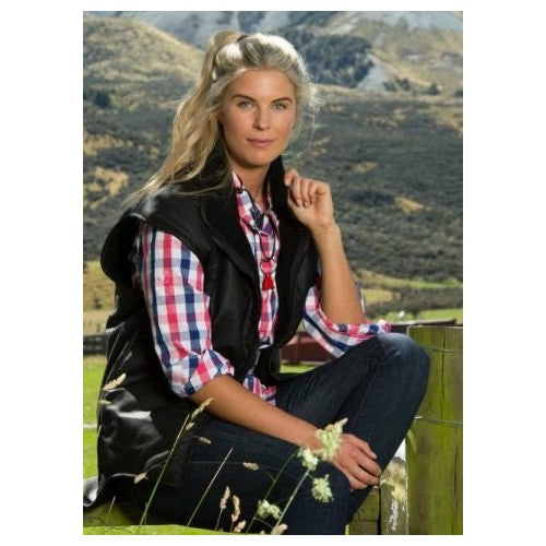 Styx Mill Oilskin Black Fur Lined Vest - Workwear NZ | Vests
