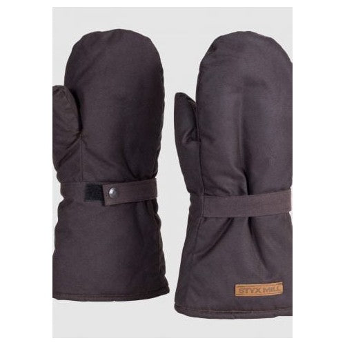 Styx Mill Oilskin Brown Fur Lined Mittens - Workwear NZ | Acces...