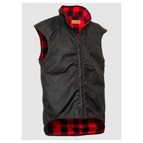 Styx Mill Black with Red Check Wool Lined Province Vest NZ | Vests