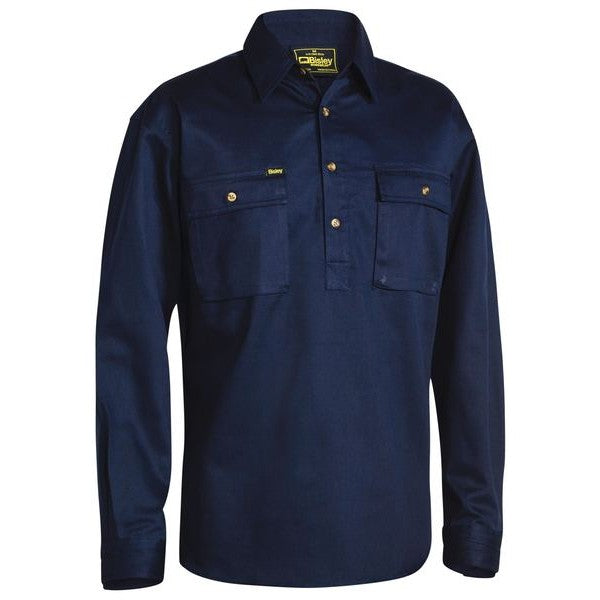 Bisley Closed Front Cotton Drill Shirt - Long Sleeve | Button Down Shirts NZ