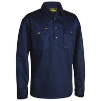 Thumbnail for Bisley Closed Front Cotton Drill Shirt - Long Sleeve | Button Down Shirts NZ