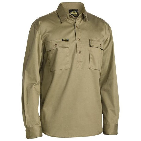 Bisley Closed Front Cotton Drill Shirt - Long Sleeve | Button Down Shirts NZ