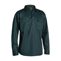 Thumbnail for Bisley Closed Front Cotton Drill Shirt - Long Sleeve | Button Down Shirts NZ
