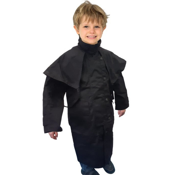 Caution Children's Oilskin Long Riding Coat - Brown NZ