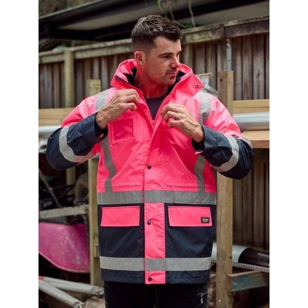 Bisley Taped 5 in 1 Rain Jacket - Hi-Vis Waterproof Orange | Hi Vis Jackets NZ