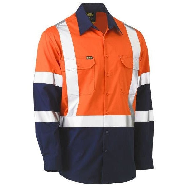 Bisley Taped Biomotion Two Tone Hi Vis Lightweight Drill Shirt