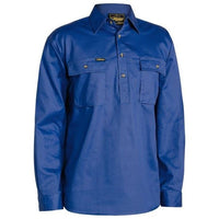 Thumbnail for Bisley Closed Front Cotton Drill Shirt - Long Sleeve | Button Down Shirts NZ