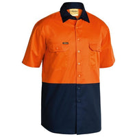 Thumbnail for Bisley Hi Vis Cool Lightweight Drill Shirt S/S - 2 Tone | Button Down Shirts NZ