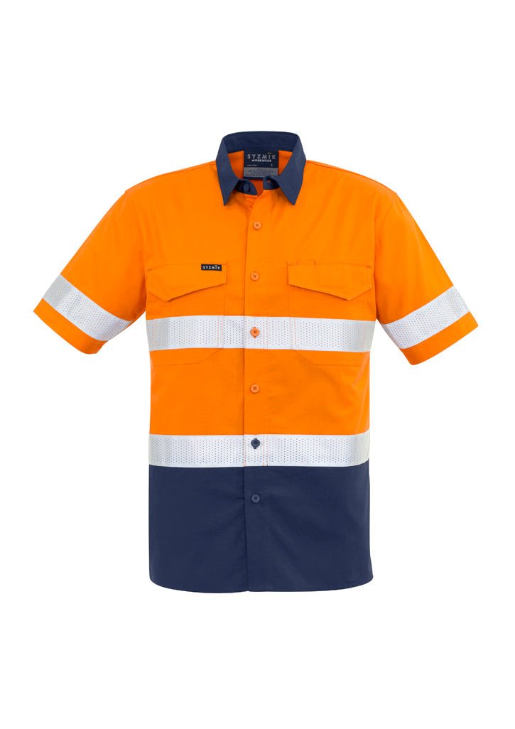 Syzmik Mens Rugged Cooling HI Vis Taped Short Sleeve Shirt - Kiwi Workgear