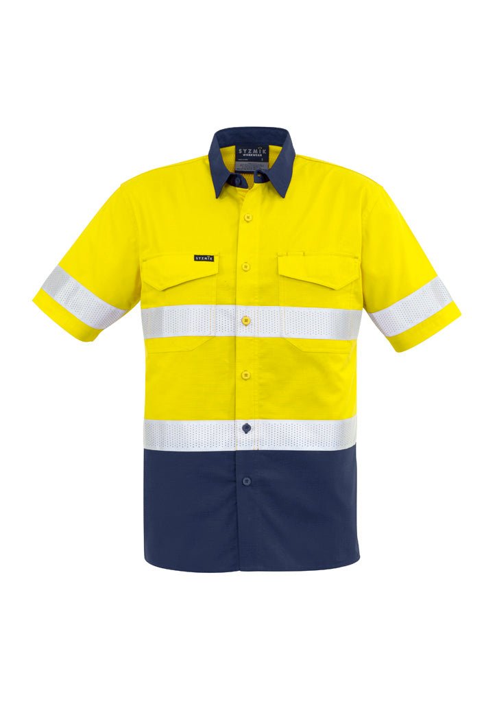 Syzmik Mens Rugged Cooling HI Vis Taped Short Sleeve Shirt - Kiwi Workgear